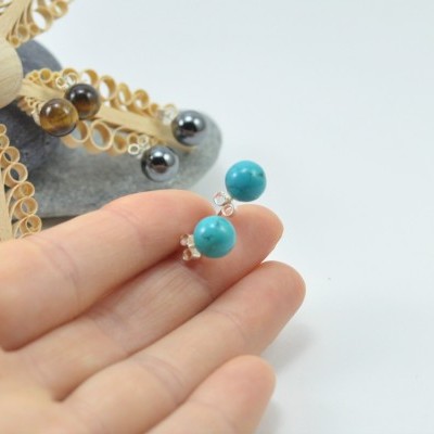 Brincos Bola Turquesa com fecho em PRATA Brincos Bola Turquesa com fecho em PRATA