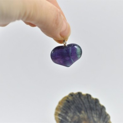 Pendente coração com pedra Fluorita Pendente coração com pedra Fluorita