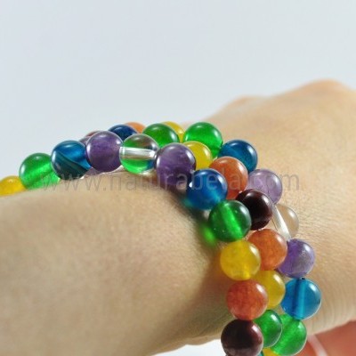 Pulseira Bolas 7 chakras 8mm Pulseira Bolas 7 chakras 8mm