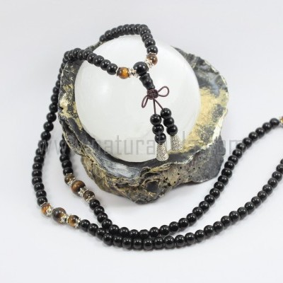 JapaMala de Obsidiana negra e Olho de tigre JapaMala de Obsidiana negra e Olho de tigre