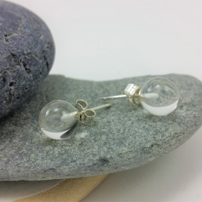 Brincos Bola Quartzo Cristal com fecho em PRATA Brincos Bola Quartzo Cristal com fecho em PRATA