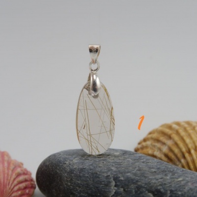 Pendente Quartzo Rutilado com aro em Prata