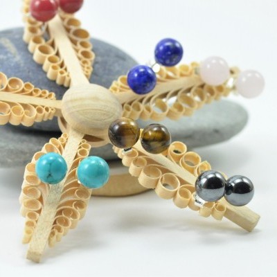 Brincos Bola Olho de tigre com fecho em PRATA Brincos Bola Olho de tigre com fecho em PRATA