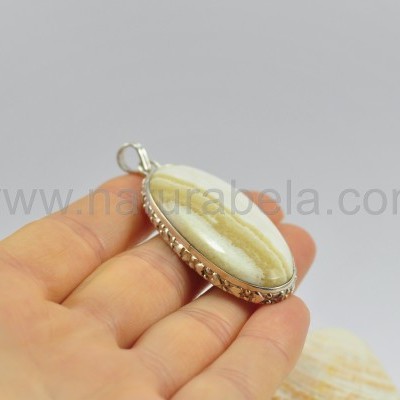 Pendente em prata Corações Oval de Ágata Rendada Pendente em prata Corações Oval de Ágata Rendada