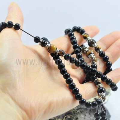 JapaMala de Obsidiana negra e Olho de tigre JapaMala de Obsidiana negra e Olho de tigre