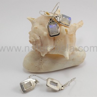 Brincos em Prata com Pedra da Lua quadrados Brincos em Prata com Pedra da Lua quadrados