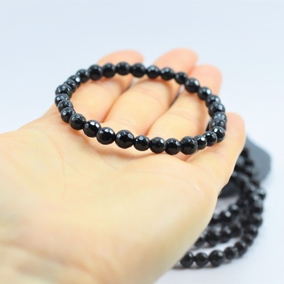 Pulseira Bolas Facetadas 4mm de Turmalina Negra EXTRA