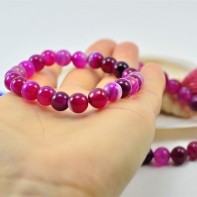 Pulseira de bolas Ágata Lilás Pulseira de bolas Ágata Lilás
