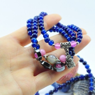 Pulseira Colar Sapo da Sorte Azul escuro