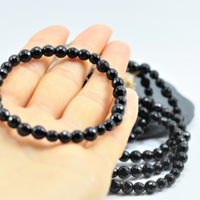 Pulseira Bolas Facetadas 4mm de Turmalina Negra EXTRA