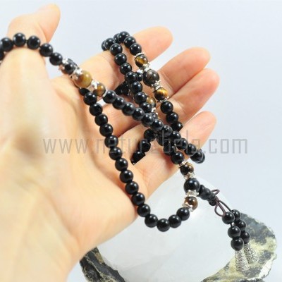 JapaMala de Obsidiana negra e Olho de tigre JapaMala de Obsidiana negra e Olho de tigre