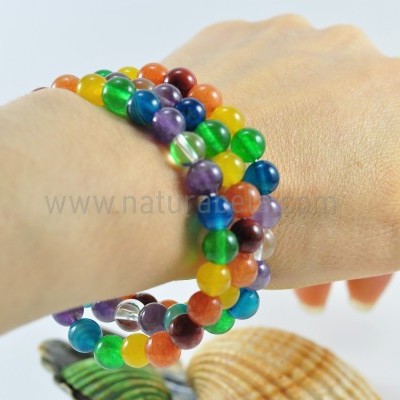 Pulseira Bolas 7 chakras 8mm Pulseira Bolas 7 chakras 8mm