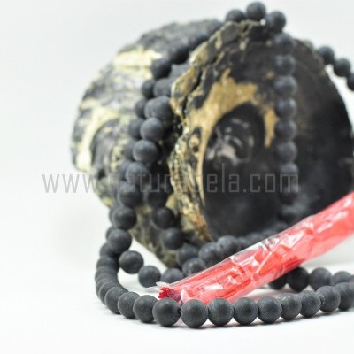 Japamala de Pedra Bian 8mm com símbolo OM Japamala de Pedra Bian 8mm com símbolo OM