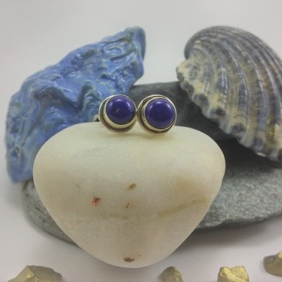 Brincos em Prata com pedra Lapis-lazúli