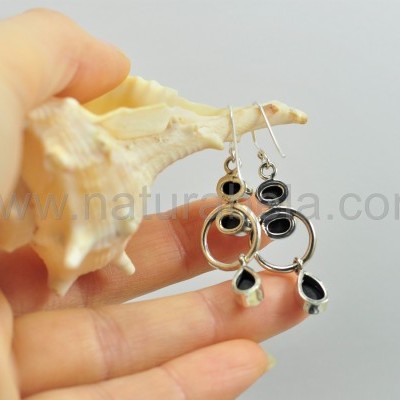 Brincos em prata com Ónix Brincos em prata com Ónix