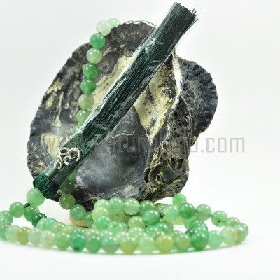 Japamala de Aventurina Verde 8mm com símbolo OM Japamala de Aventurina Verde 8mm com símbolo OM