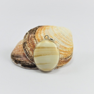 Pendente em Prata Redondo com Ágata Rendada Pendente em Prata Redondo com Ágata Rendada