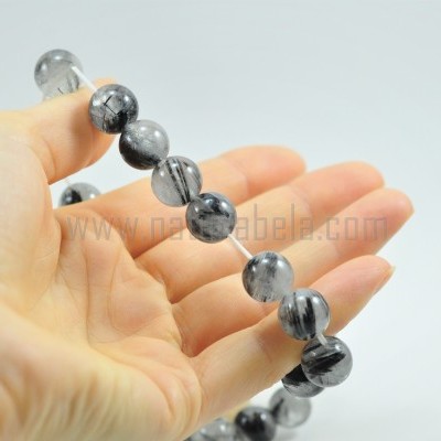 Pulseira de Quartzo Hialino com Turmalina Negra Pulseira de Quartzo Hialino com Turmalina Negra