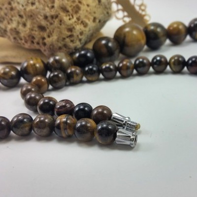 Colar clássico de bolas de Olho de Tigre Colar clássico de bolas de Olho de Tigre