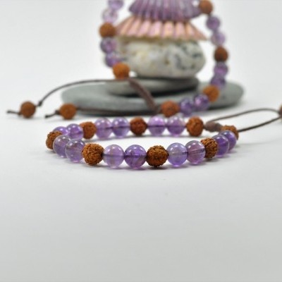 RudraBela Pulseira Rudraksha com Ametista RudraBela Pulseira Rudraksha com Ametista