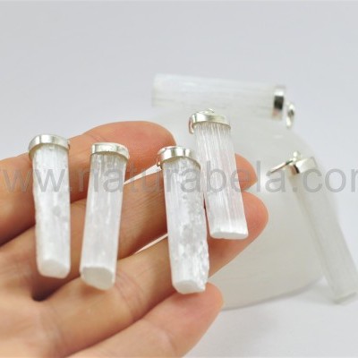 Pendente Barra de Selenite em Prata