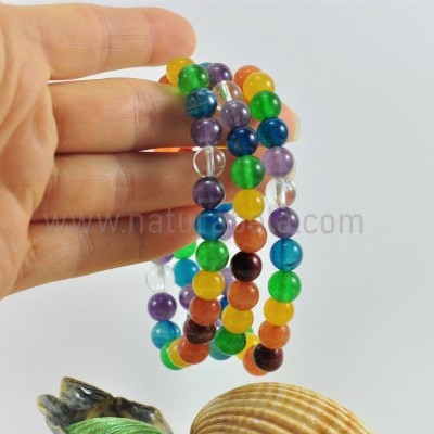 Pulseira Bolas 7 chakras 8mm Pulseira Bolas 7 chakras 8mm