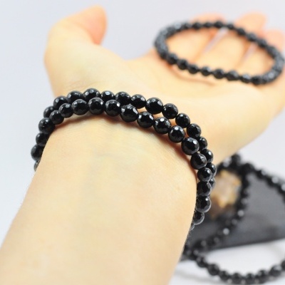 Pulseira Bolas Facetadas 4mm de Turmalina Negra EXTRA