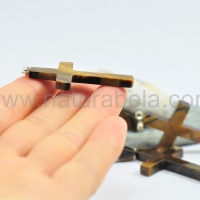 Pendente Cruz de Olho de tigre Pendente Cruz de Olho de tigre