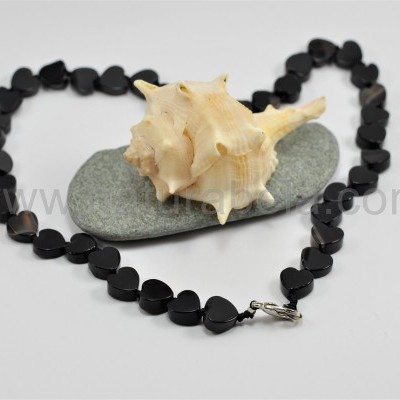 Colar Corações de Ágata negra Colar Corações de Ágata negra