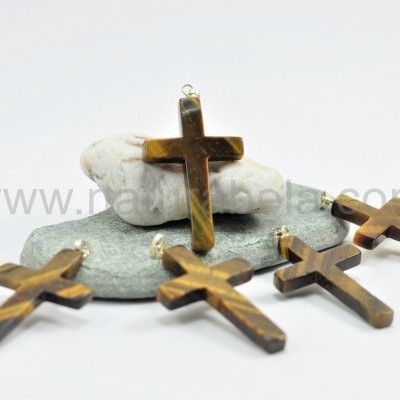 Pendente Cruz de Olho de tigre Pendente Cruz de Olho de tigre