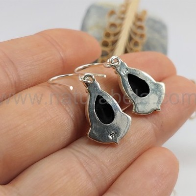 Brincos lágrima em prata com pedra ÓNIX