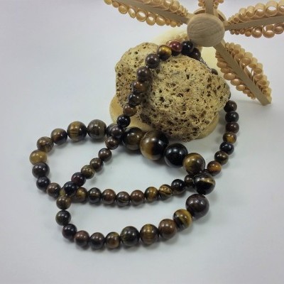 Colar clássico de bolas de Olho de Tigre Colar clássico de bolas de Olho de Tigre