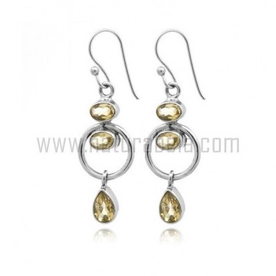 Brincos em prata com Citrino Brincos em prata com Citrino