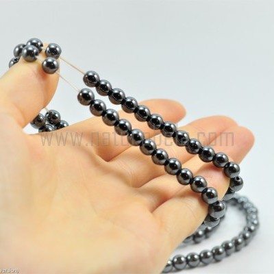 Pulseira Bolas de Hematite cor Cinza/Prata