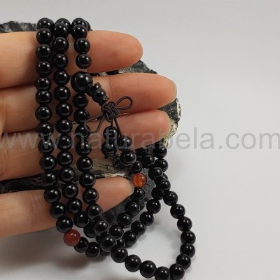 JapaMala 6mm de Ágata negra e Cornalina JapaMala 6mm de Ágata negra e Cornalina