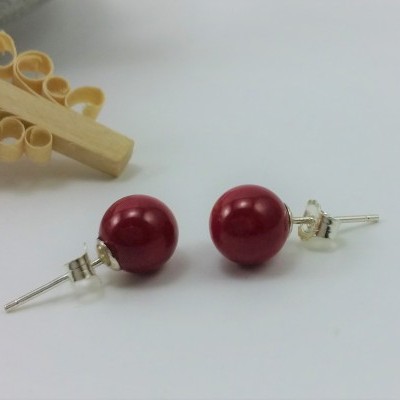 Brincos Bola Coral com fecho em PRATA Brincos Bola Coral com fecho em PRATA