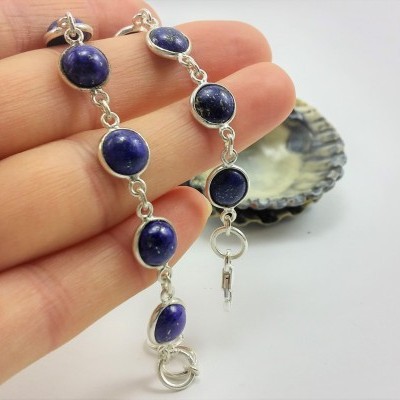Pulseira em Prata com Lápis-Lazúli