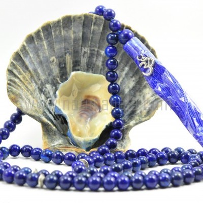 Japamala de LapisLazuli 8mm com símbolo OM Japamala de LapisLazuli 8mm com símbolo OM