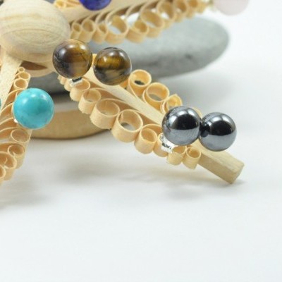 Brincos Bola Hematite com fecho em PRATA Brincos Bola Hematite com fecho em PRATA