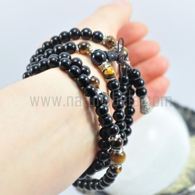 JapaMala de Obsidiana negra e Olho de tigre JapaMala de Obsidiana negra e Olho de tigre