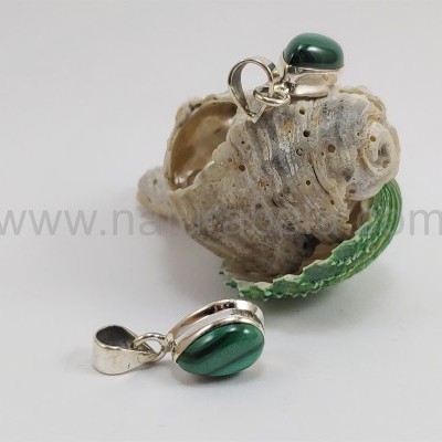 Pendente em Prata com Malaquita "gota" Pendente em Prata com Malaquita "gota"