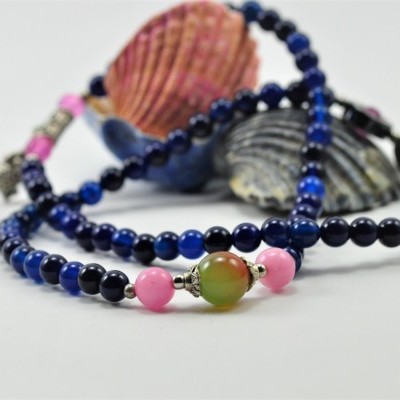 Pulseira Colar Sapo da Sorte Azul escuro