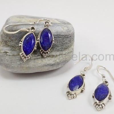 Brincos em Prata com Safira facetada Brincos em Prata com Safira facetada