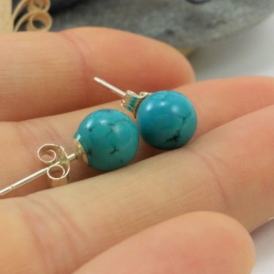 Brincos Bola Turquesa com fecho em PRATA Brincos Bola Turquesa com fecho em PRATA
