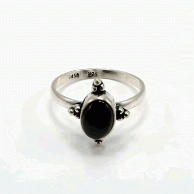 Anel Prata Tri com Granada