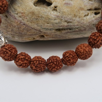 Pulseira contas 10mm rudraksha e buda Pulseira contas 10mm rudraksha e buda
