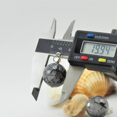 Pendente Esfera Quartzo Turmalinado em PRATA Pendente Esfera Quartzo Turmalinado em PRATA