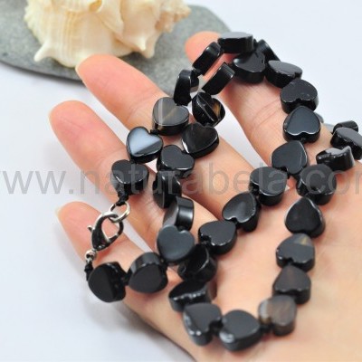 Colar Corações de Ágata negra Colar Corações de Ágata negra