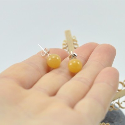 Brincos Bola Calcita com fecho em PRATA Brincos Bola Calcita com fecho em PRATA