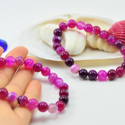 Pulseira de bolas Ágata Lilás Pulseira de bolas Ágata Lilás